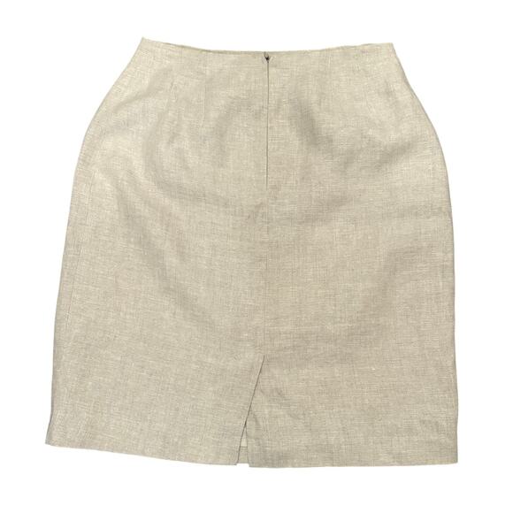 Vintage Beige Linen Midi Skirt Neutral Size 6 Medium Chic Workwear Career Office - Picture 2 of 7